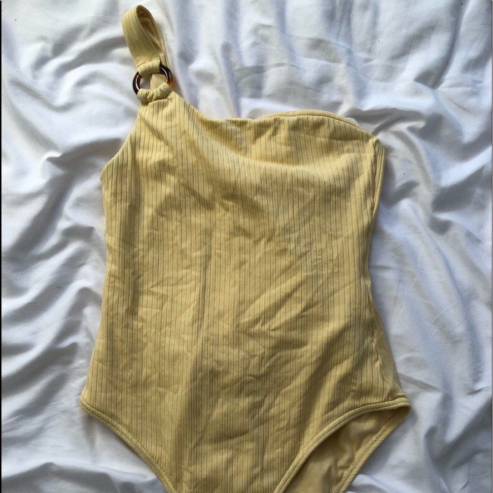 YELLOW 1 SHOULDER TOPSHOP ONE PIECE SWIMSUIT
